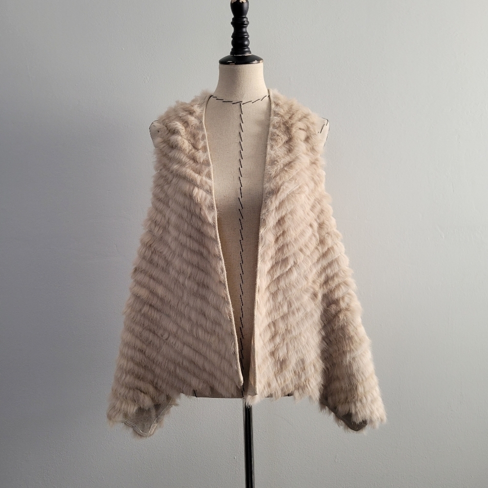 Boutique Cream Rabbit Fur Vest